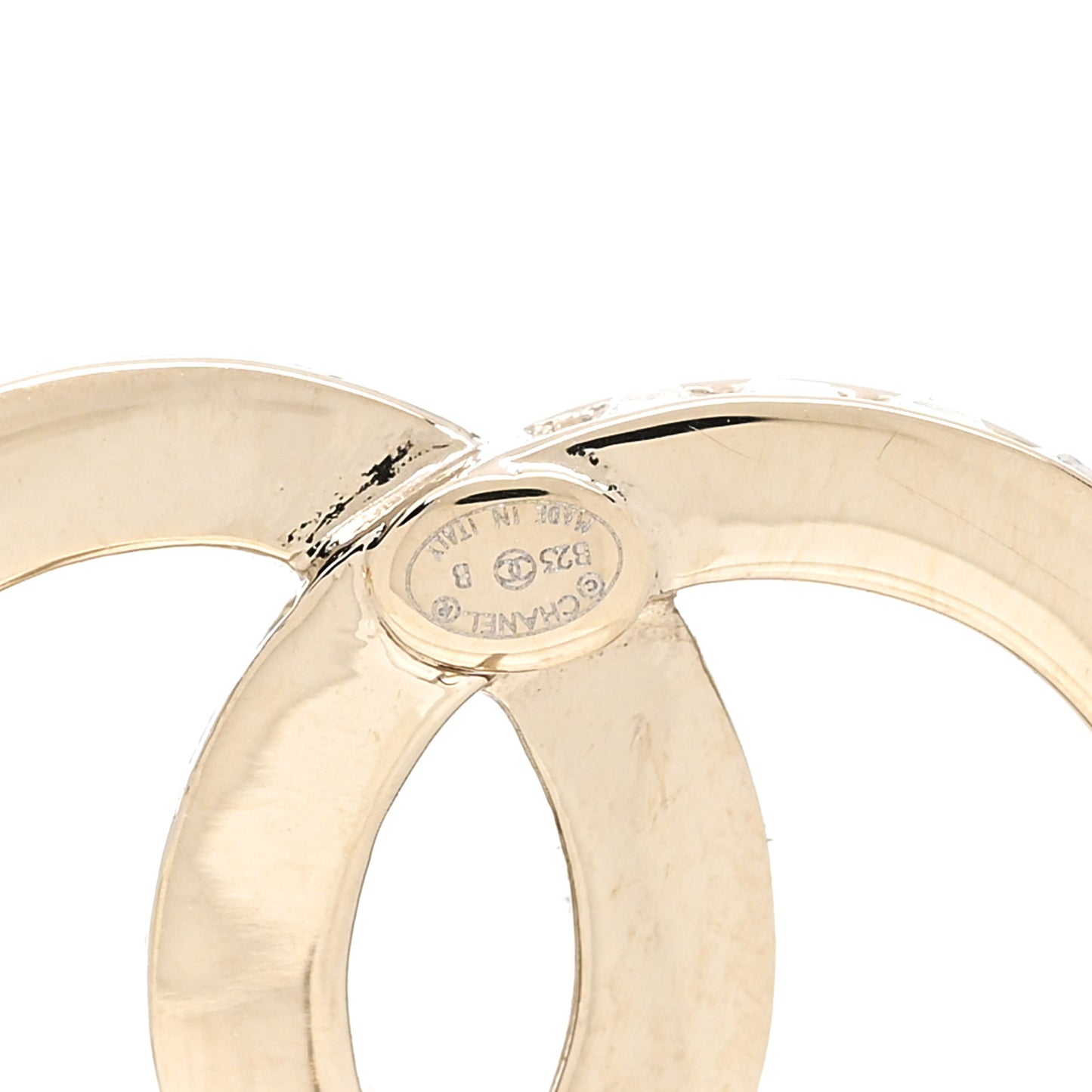 Metal Baguette Crystal CC Earrings Gold