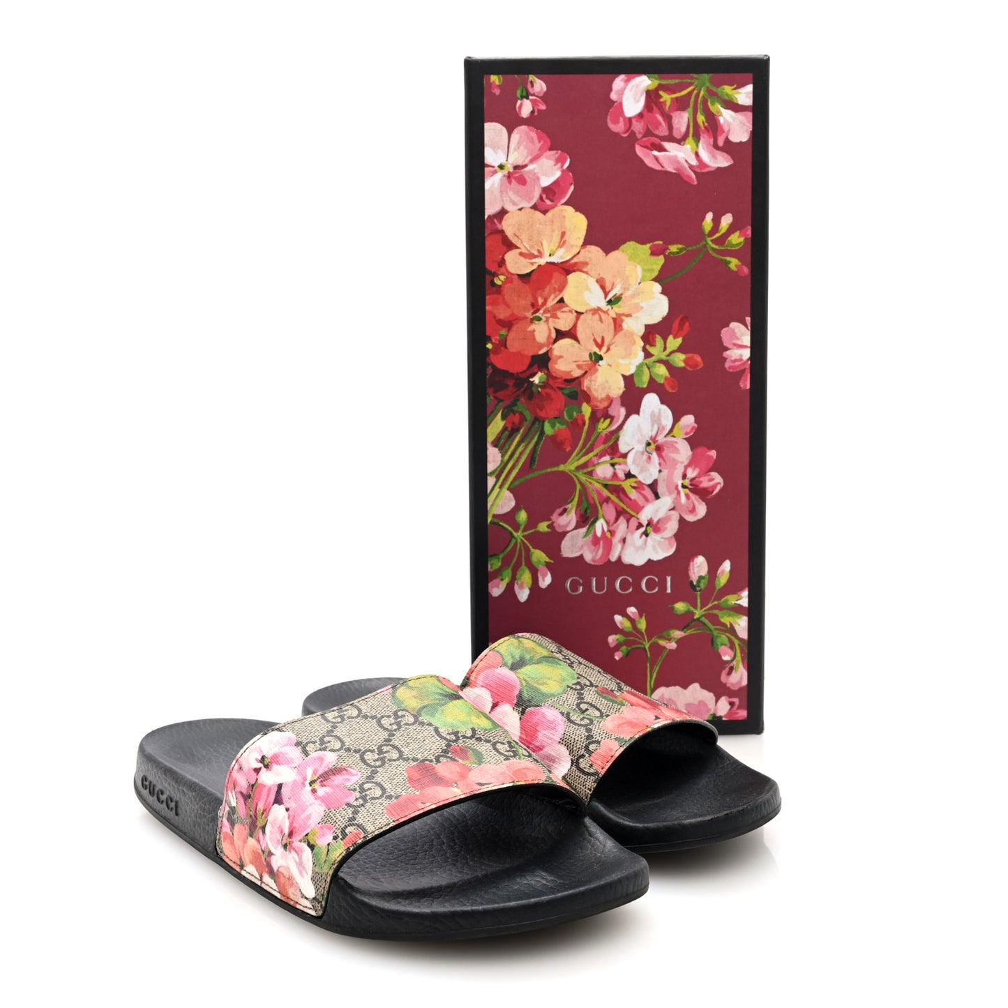 GG Supreme Monogram Blooms Slide Sandals 38 Beige Multicolor