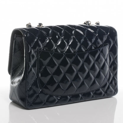 Chanel Distressed Patent Jumbo Single Flap Navy Blue 3 of 8