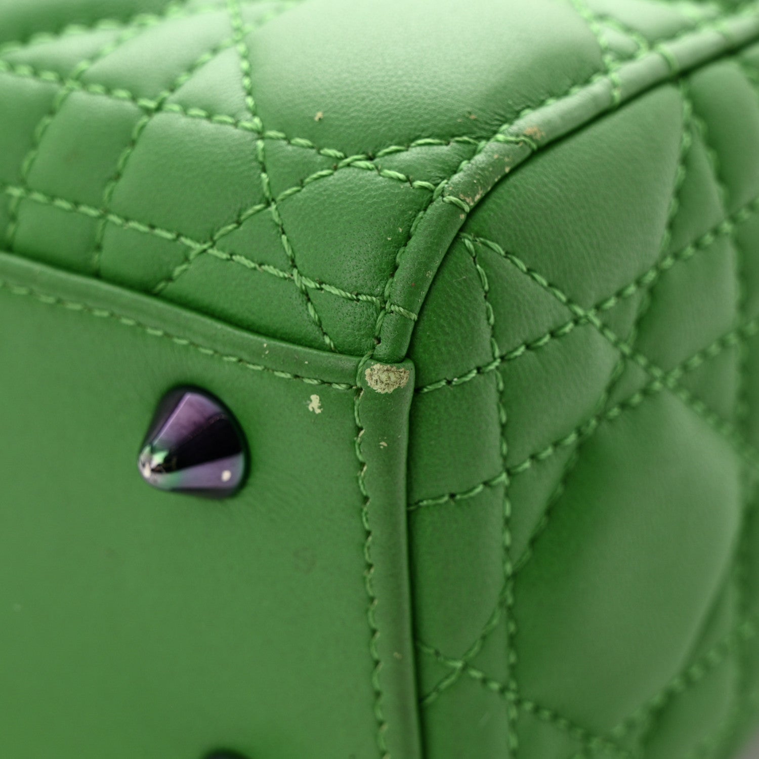 Christian Dior Lambskin Cannage Small Lady Dior Bright Green 11 of 15