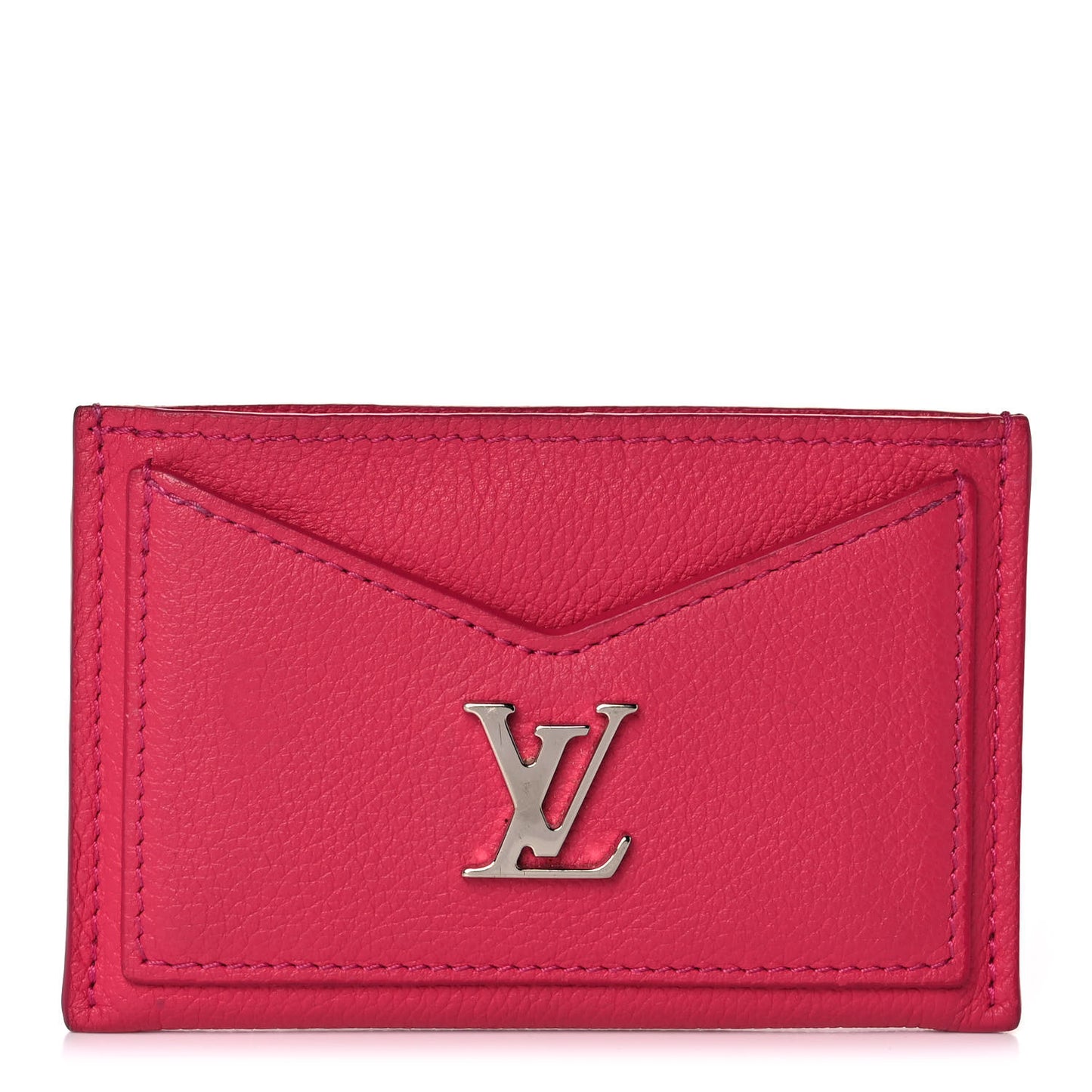 Calfskin Lockme Card Holder Hot Pink