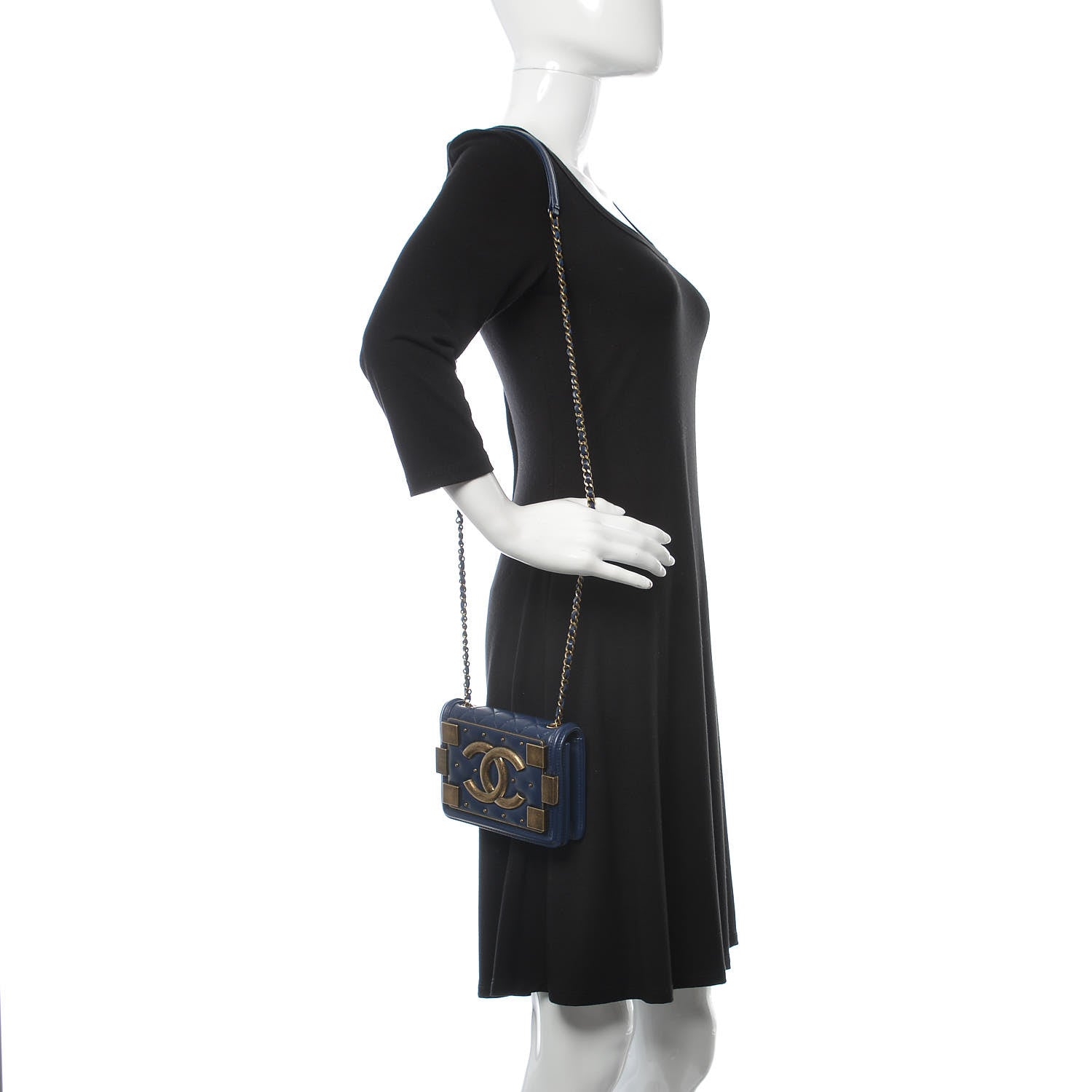 Chanel Lambskin Quilted Studded Boy Brick Flap Blue 2 of 9