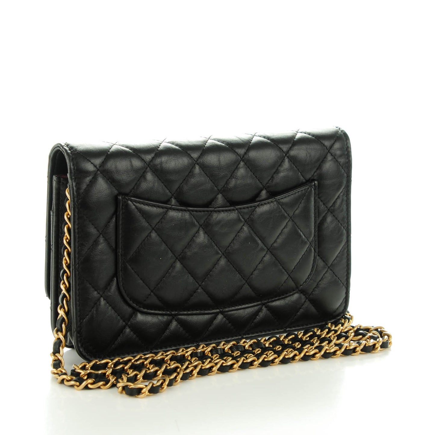 Aged Calfskin Quilted Reissue Wallet On Chain WOC Black