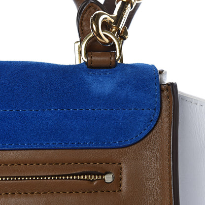 Celine Smooth Calfskin Suede Medium Tri-Color Trapeze Bright Blue 13 of 15