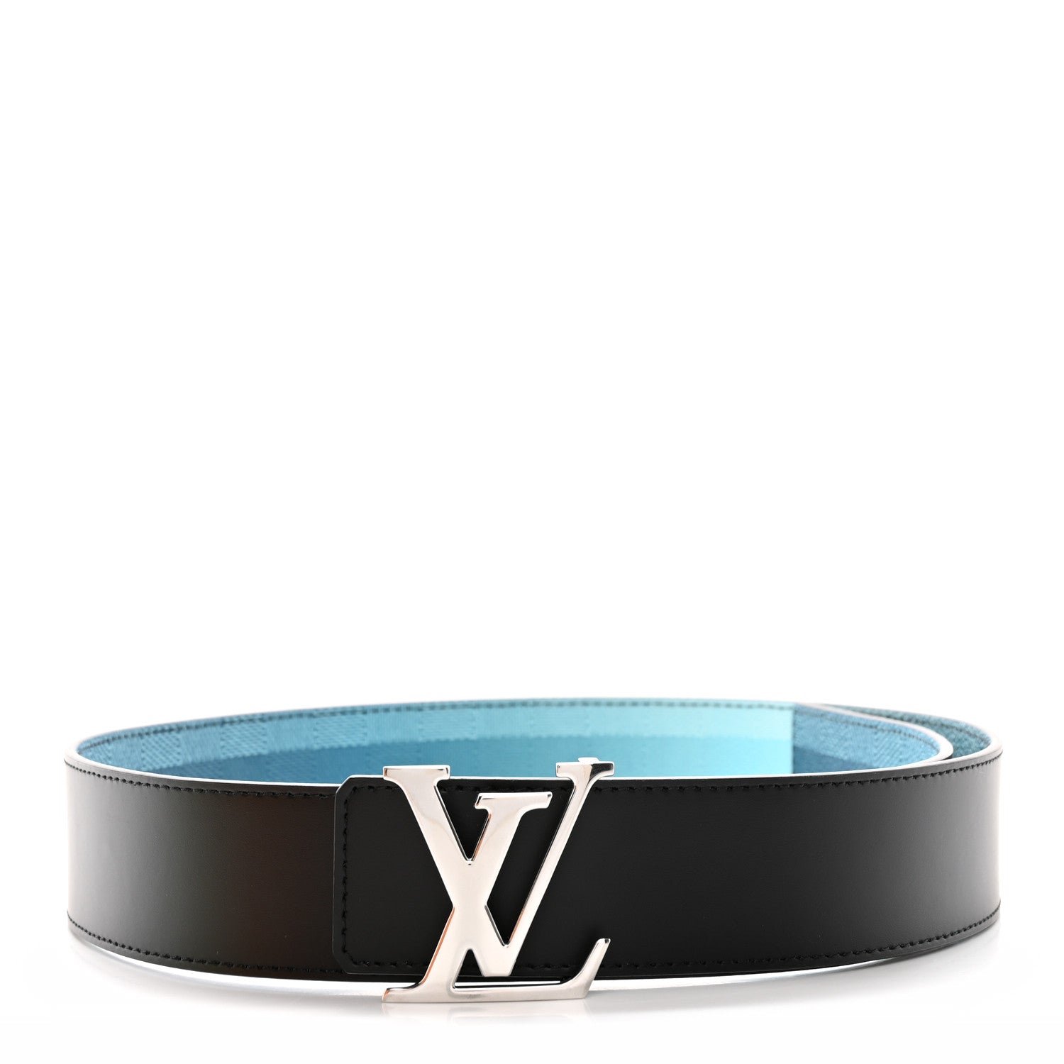 Louis Vuitton Damier Stripes 40MM LV Initiales Reversible Belt 85/34 Sky Blue 1 of 8