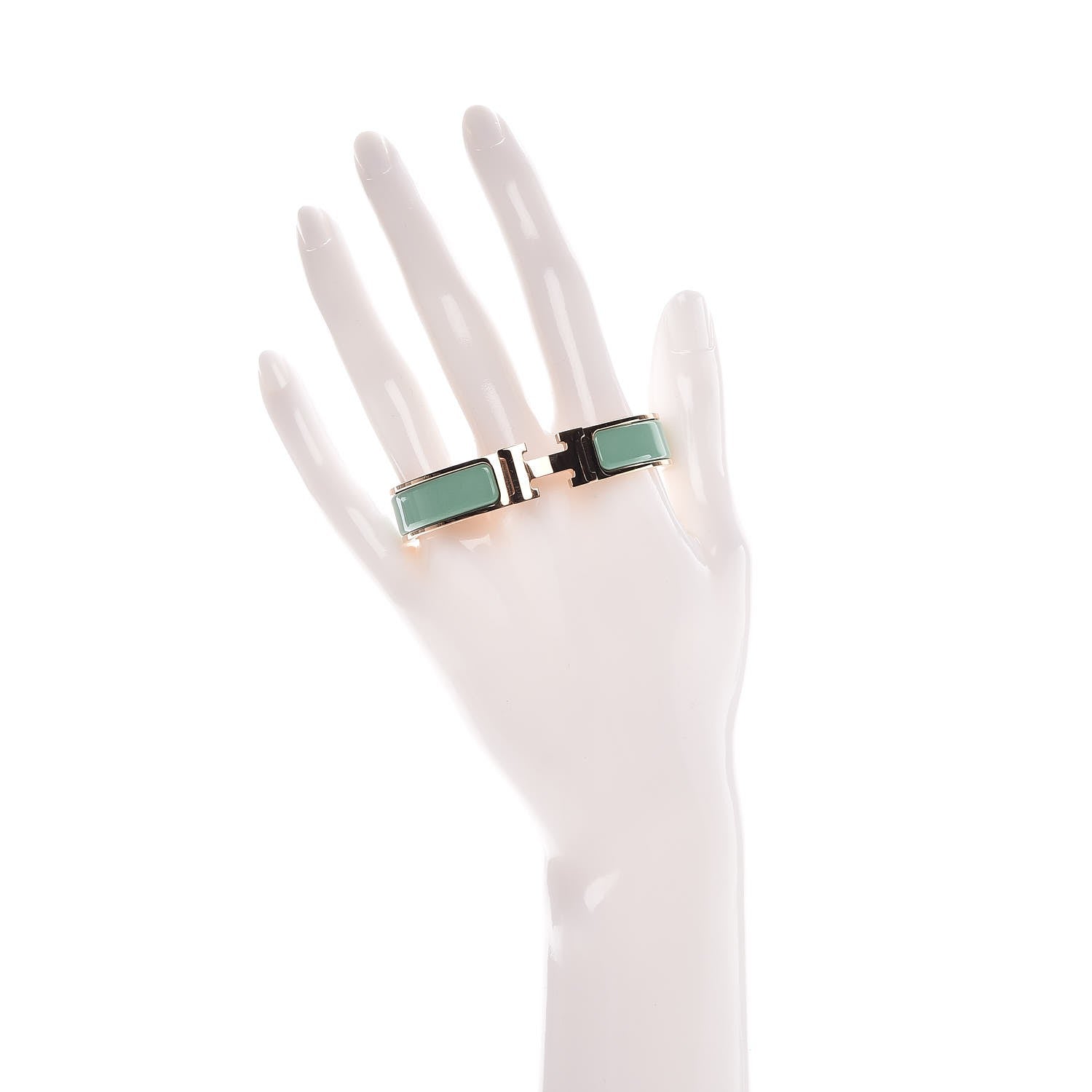 Hermes Enamel Narrow Clic Clac H Bracelet PM Vert Aqua 2 of 5