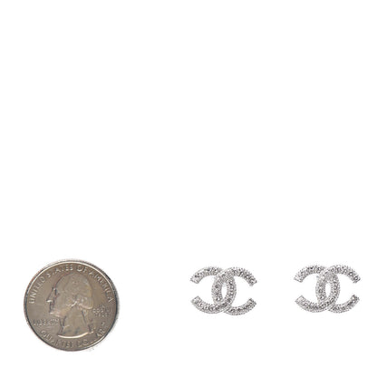 Chanel Crystal CC Earrings Silver 2 of 5