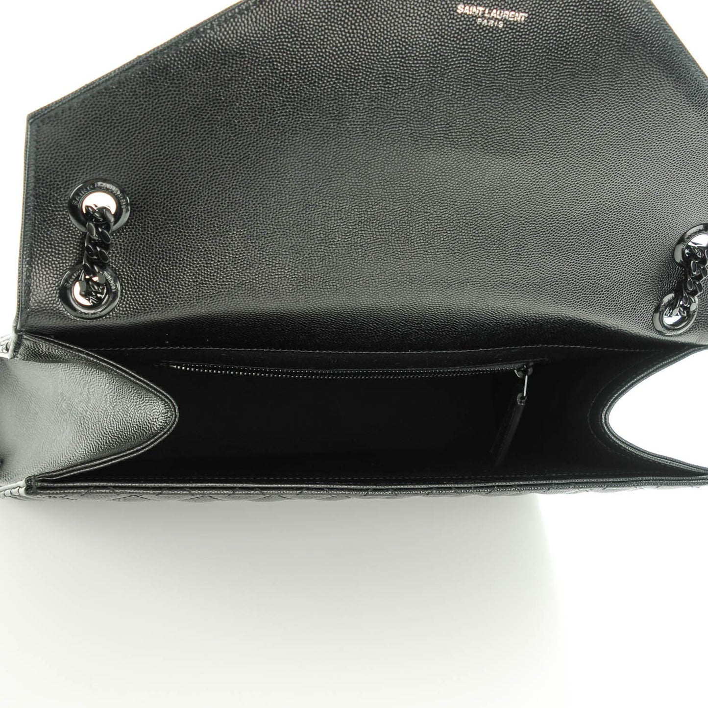 Grain De Poudre Textured Mixed Matelasse Large Triquilt Monogram Monochrome Satchel Black