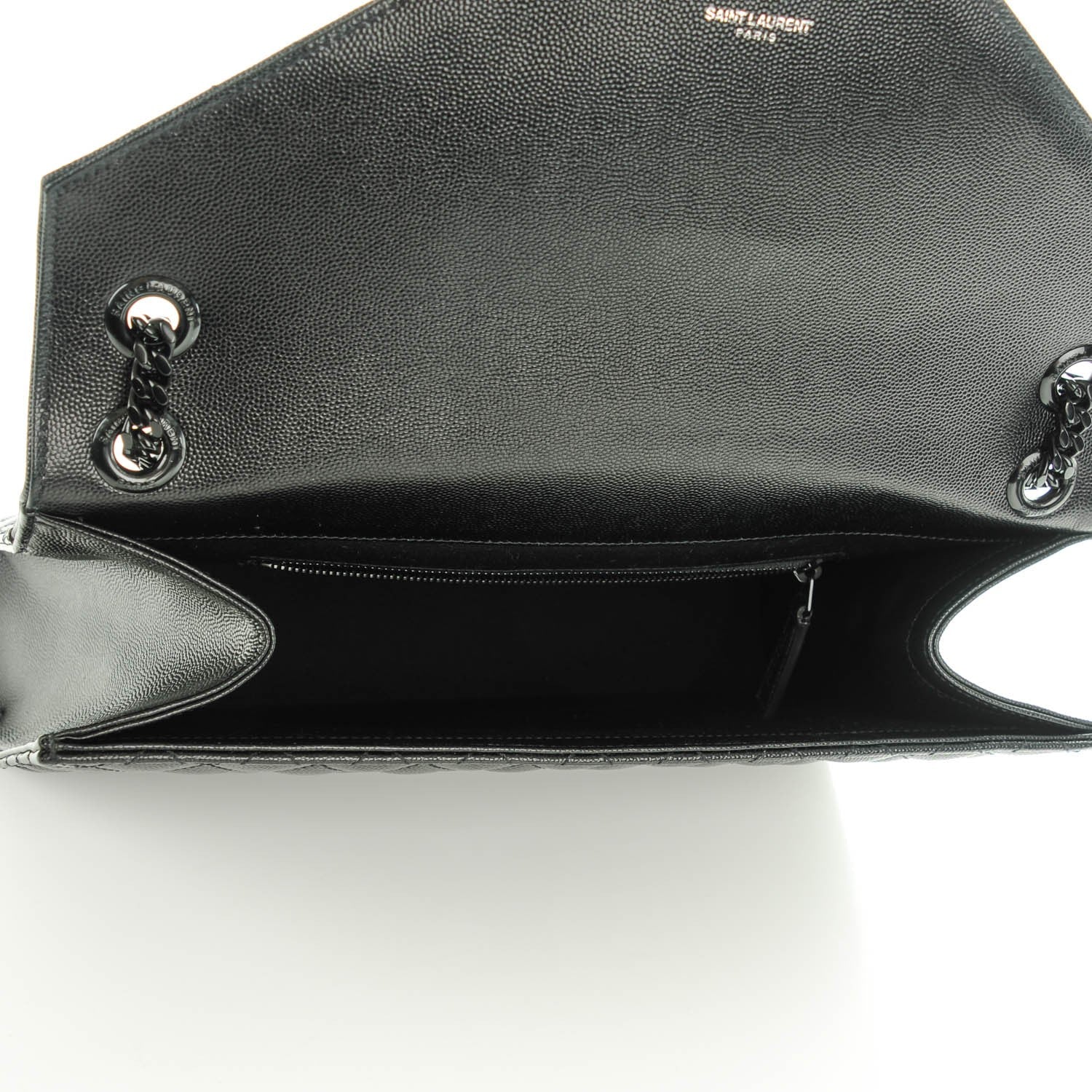 Saint Laurent Grain De Poudre Textured Mixed Matelasse Large Triquilt Monogram Monochrome Satchel Black 5 of 8