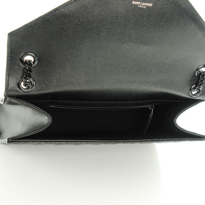 Saint Laurent Grain De Poudre Textured Mixed Matelasse Large Triquilt Monogram Monochrome Satchel Black 5 of 8