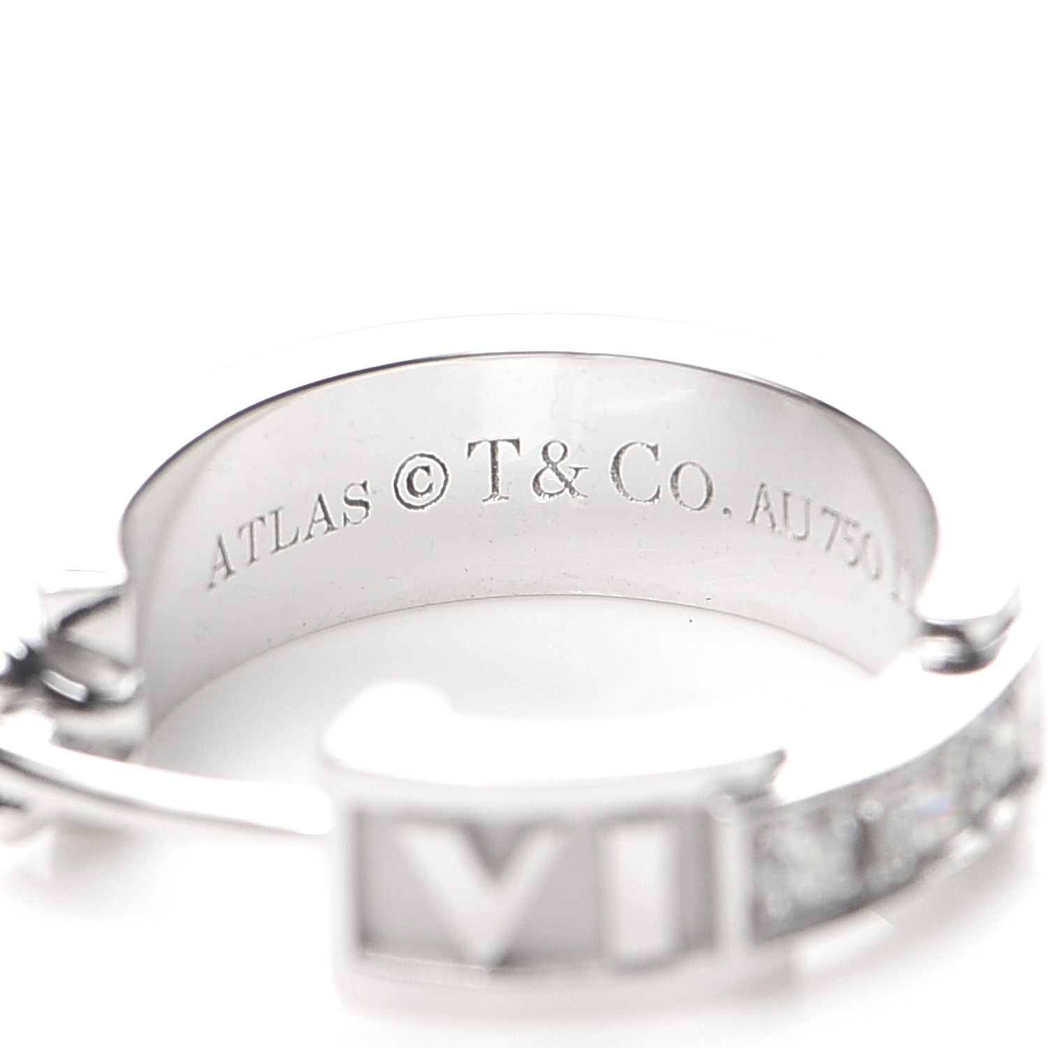 Tiffany 18K White Gold Diamond Atlas Hoop Earrings 3 of 5