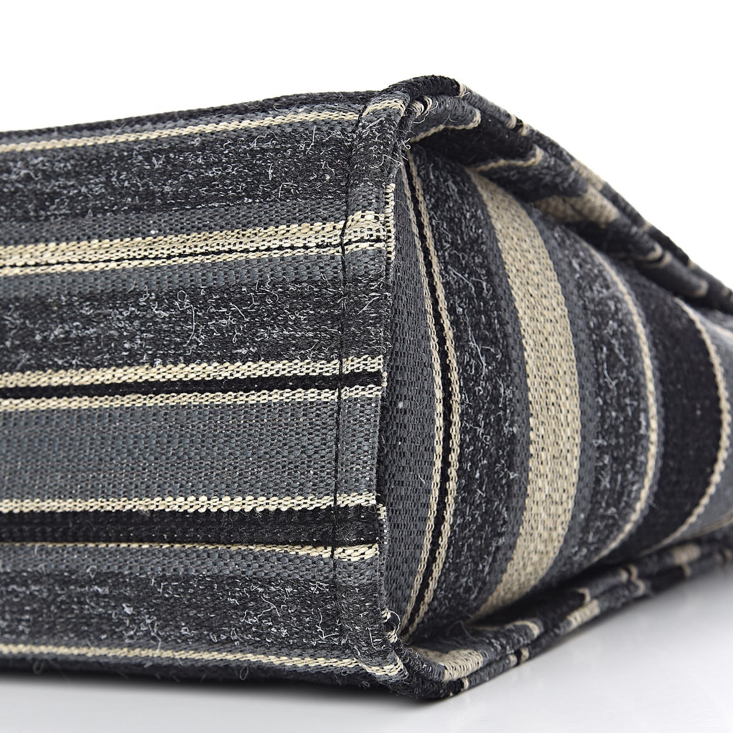 Striped Canvas Small Deauville Tote Dark Grey