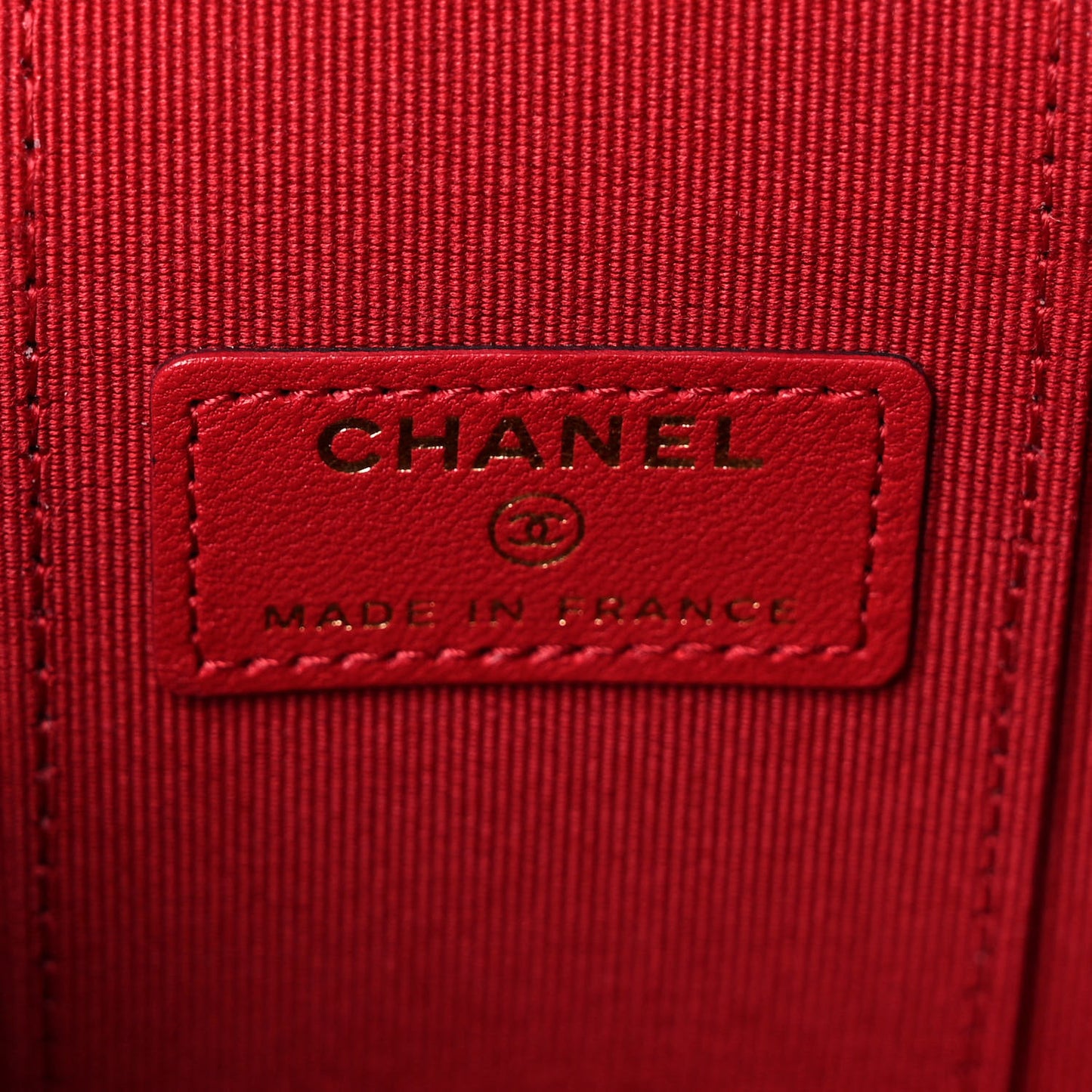 Lambskin Quilted Top Handle Mini Vanity Case With Chain Red