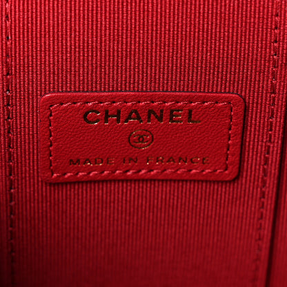 Chanel Lambskin Quilted Top Handle Mini Vanity Case With Chain Red 8 of 11
