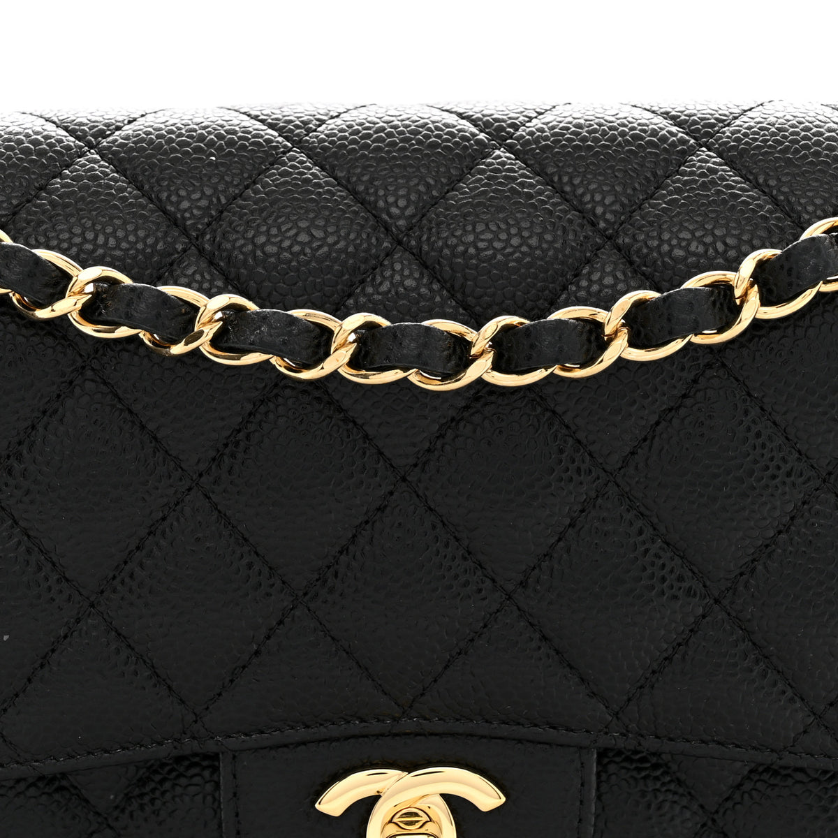Caviar Quilted Medium Double Flap Black