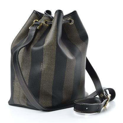 Fendi Calfskin Coated Canvas Pequin Bucket Bag Tobacco 3 of 11
