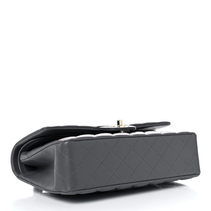 Chanel Lambskin Quilted Medium Double Flap Dark Grey 4 of 9