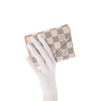 Louis Vuitton Damier Azur Victorine Wallet Rose Ballerine 2 of 8
