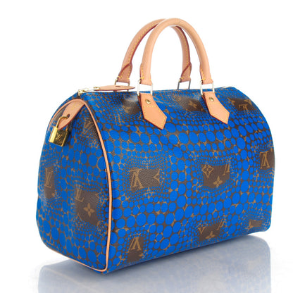 Louis Vuitton Monogram Kusama Town Speedy 30 Blue 3 of 7