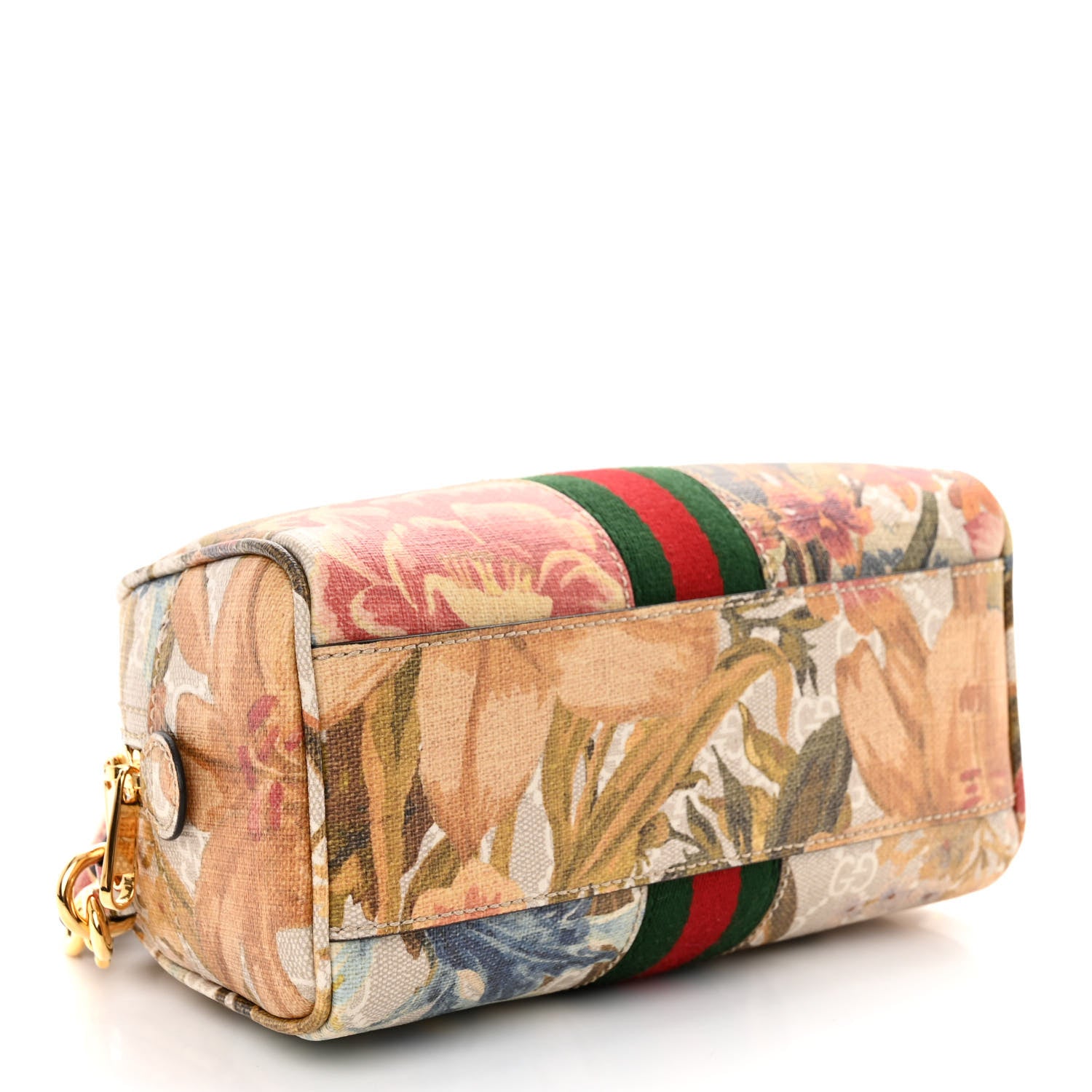 Gucci GG Supreme Monogram Water Flora Web Mini Ophidia Top Handle Bowler Bag Beige White Multicolor 4 of 9