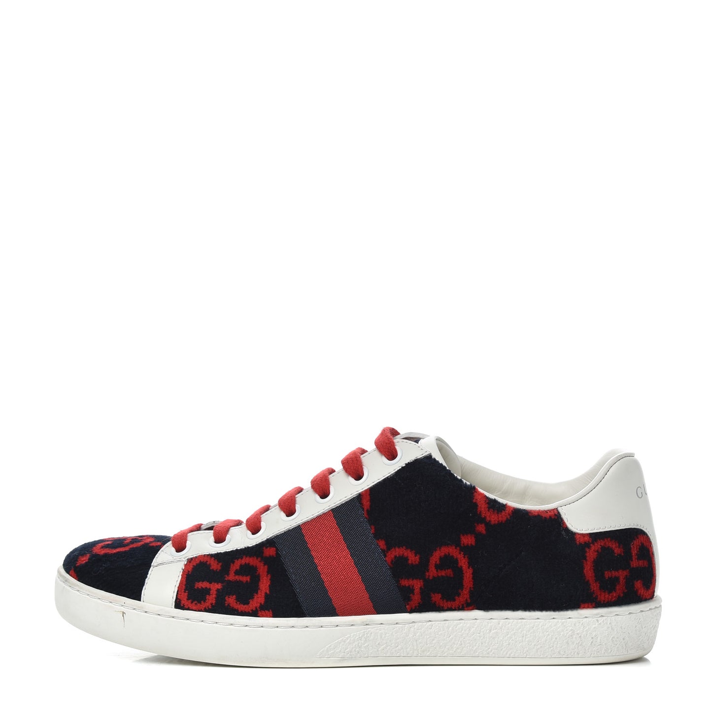 Terry Cloth GG Monogram Web Womens Ace Sneakers 36.5 Blue Red