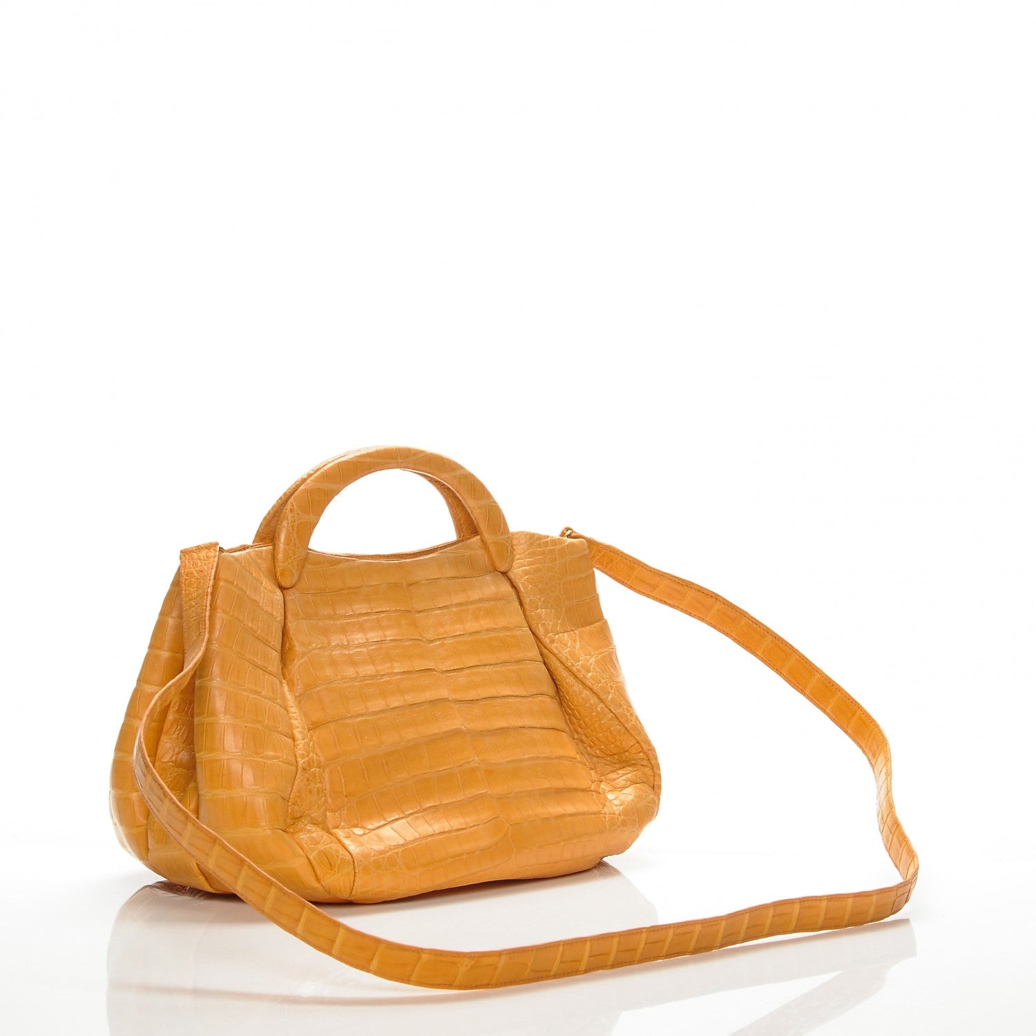 Nancy Gonzalez Crocodile Flower Embellished Satchel Orange 3 of 7