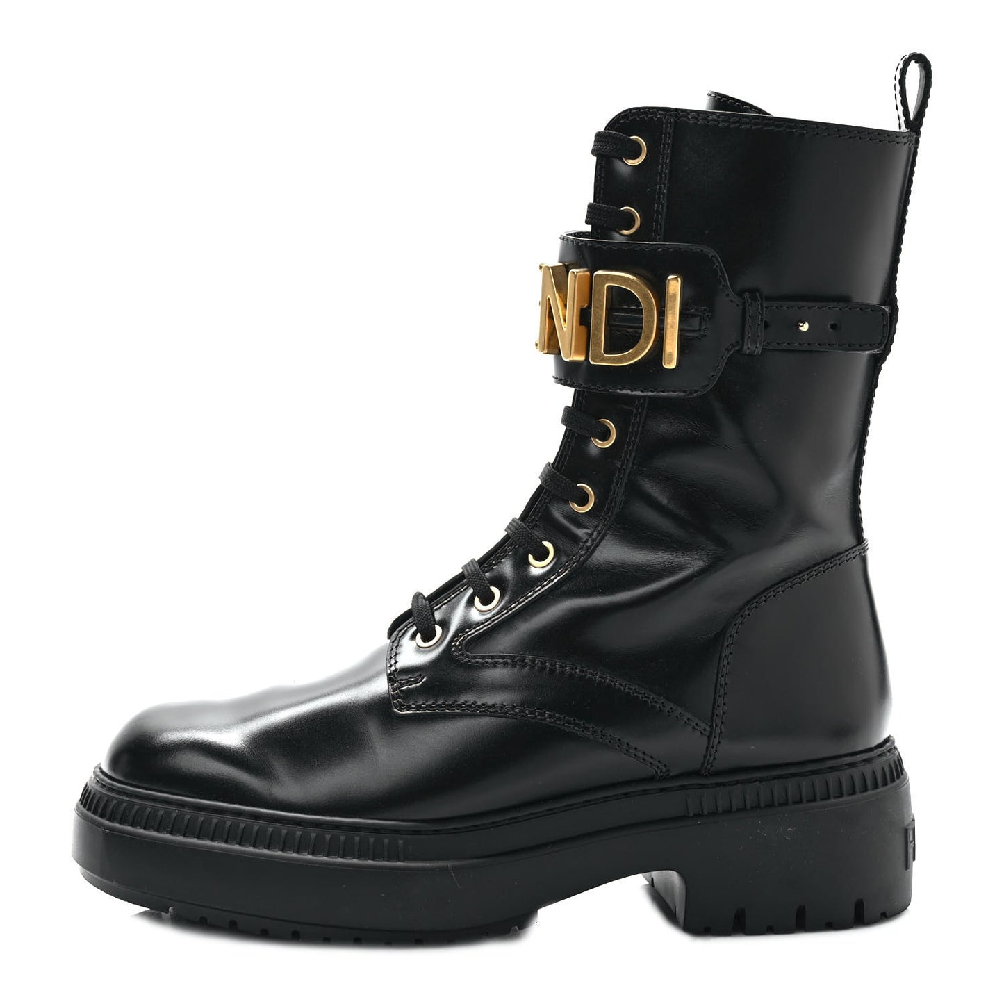 Vitello Abrasivato Fendigraphy 50mm Biker Boots 39.5 Black