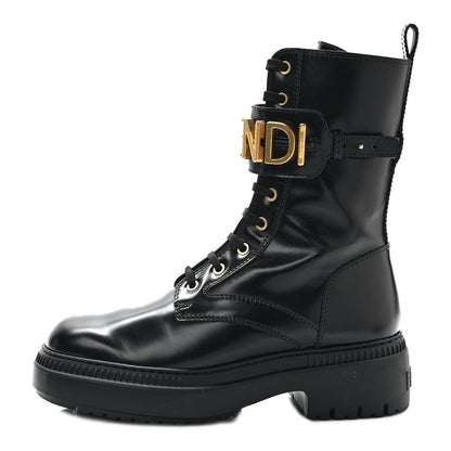 Fendi Vitello Abrasivato Fendigraphy 50mm Biker Boots 39.5 Black 1 of 12
