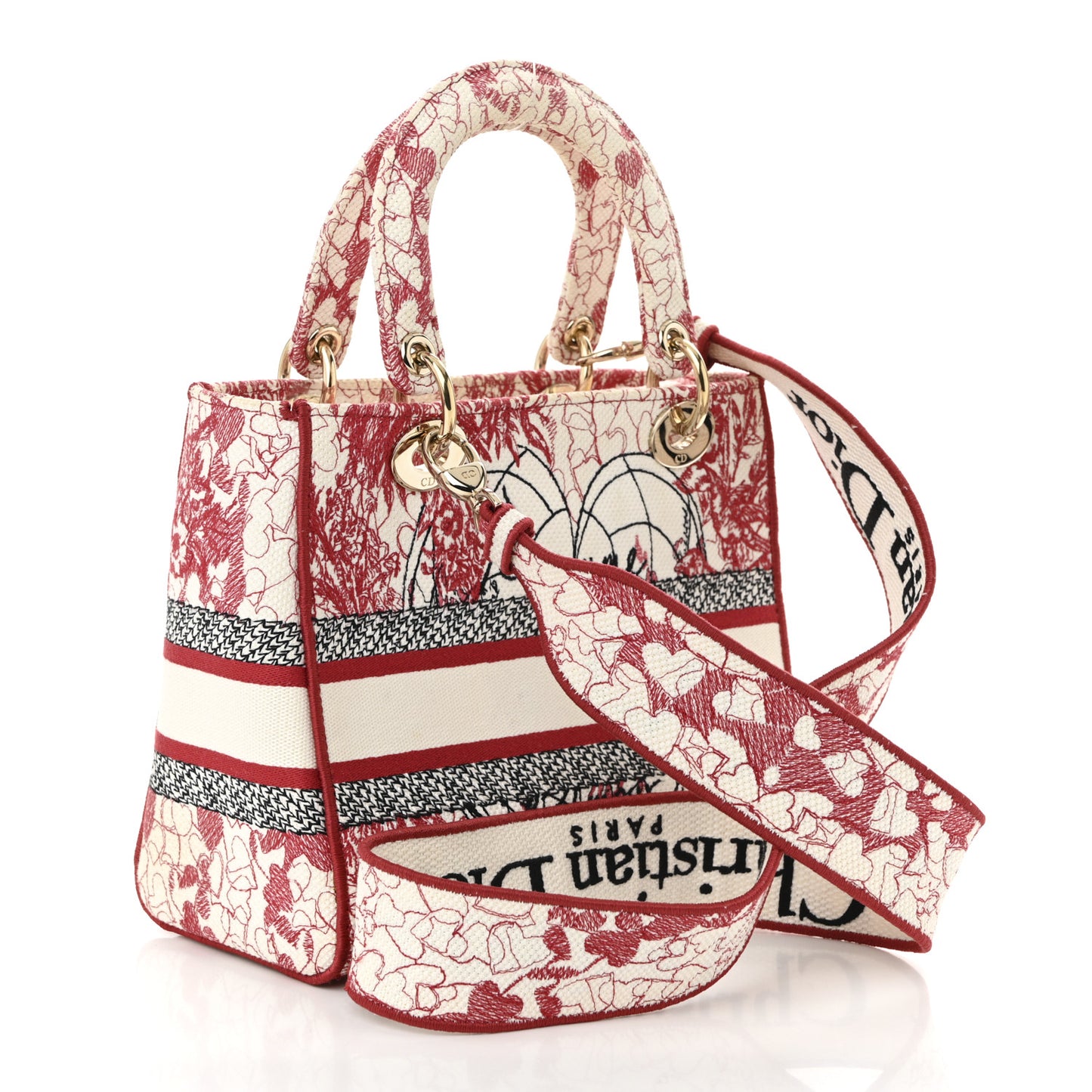 Canvas Embroidered Medium Dioramour D-Royaume Lady D-Lite Red Multicolor