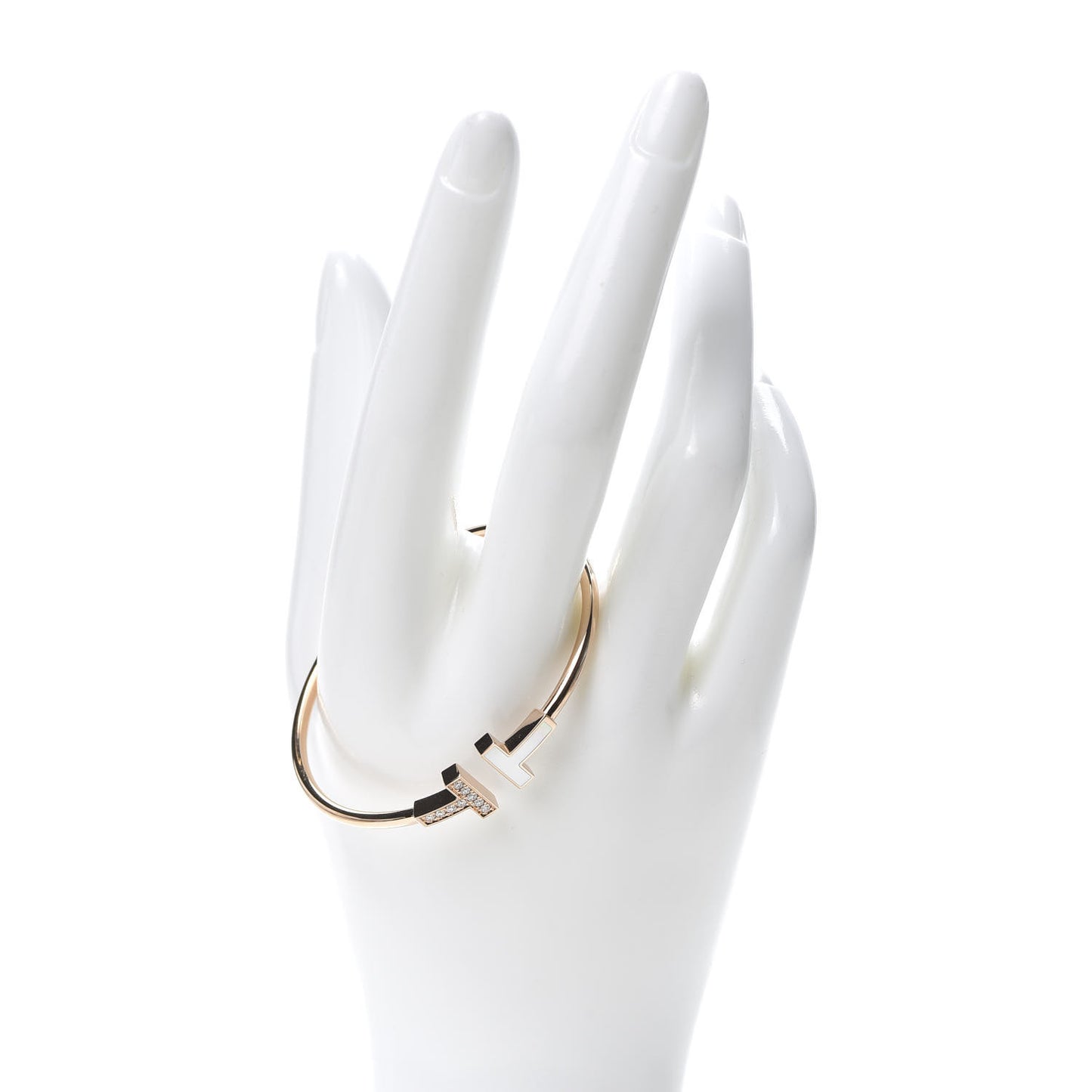 18K Rose Gold Diamond Mother of Pearl T Wire Bracelet