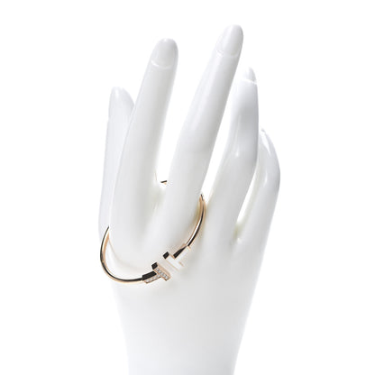 Tiffany 18K Rose Gold Diamond Mother of Pearl T Wire Bracelet 2 of 6