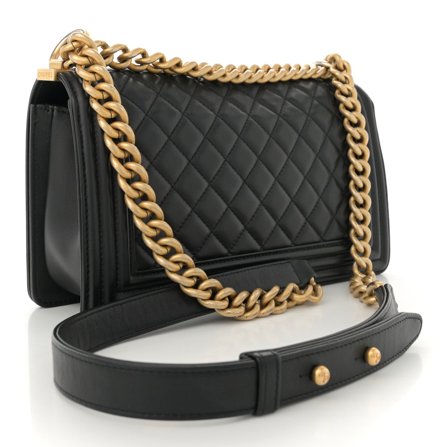 Lambskin Quilted Medium Boy Flap Black