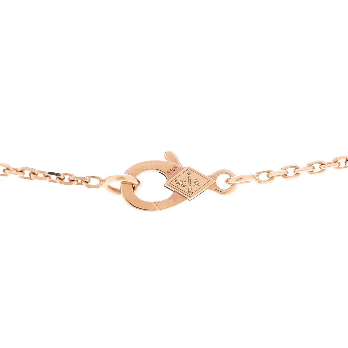 18K Rose Gold Gray Mother of Pearl Vintage Alhambra Pendant Necklace