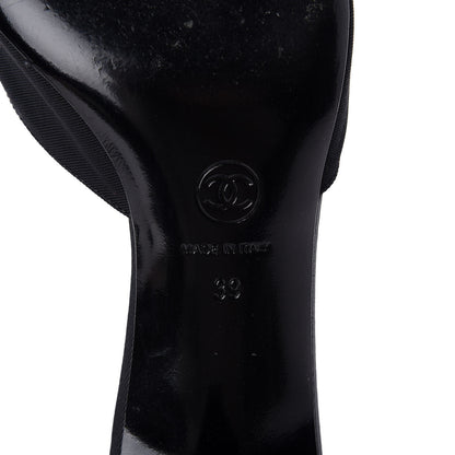 Chanel Metal Silk Grosgrain Camellia Mules 39 Black 8 of 10