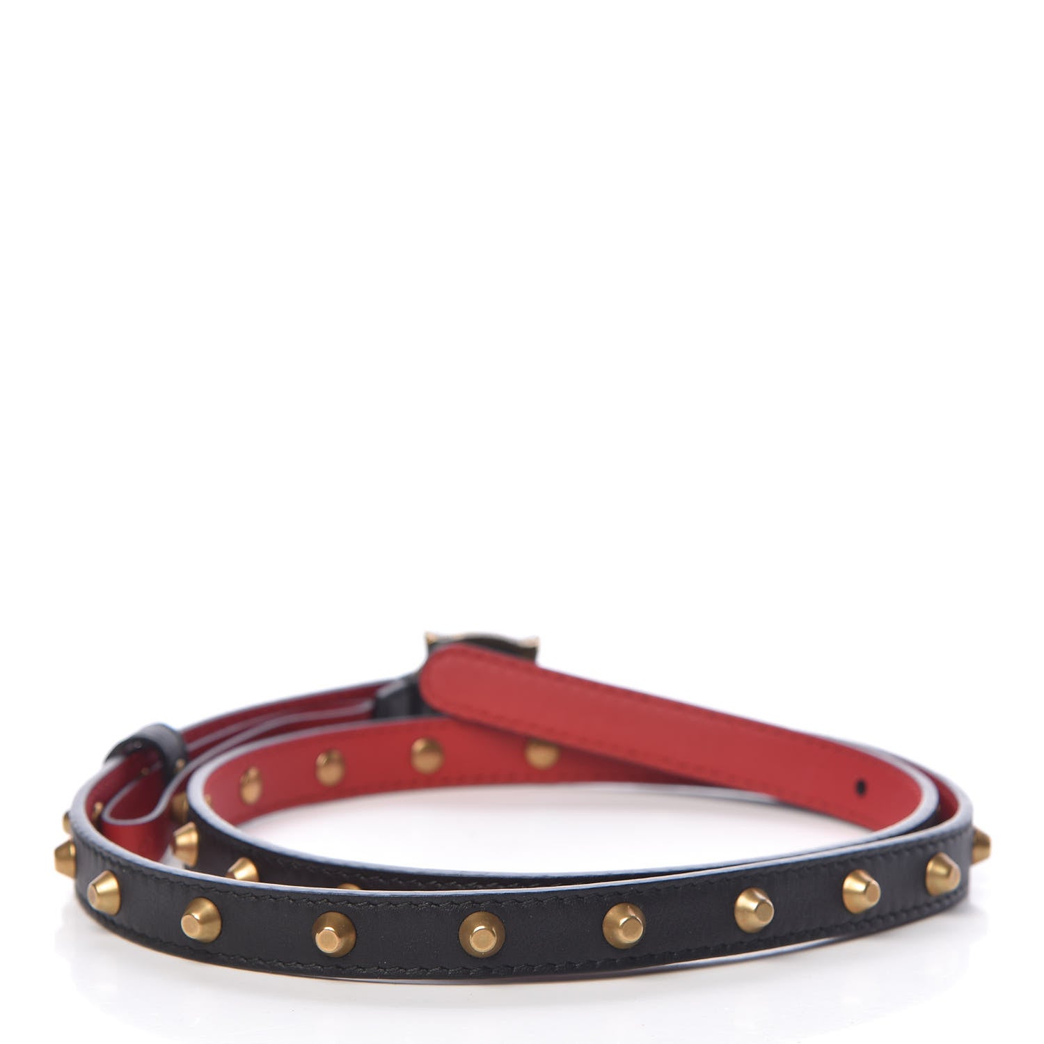 Gucci Calfskin Skinny Studded Feline Belt 80 32 Black 3 of 6