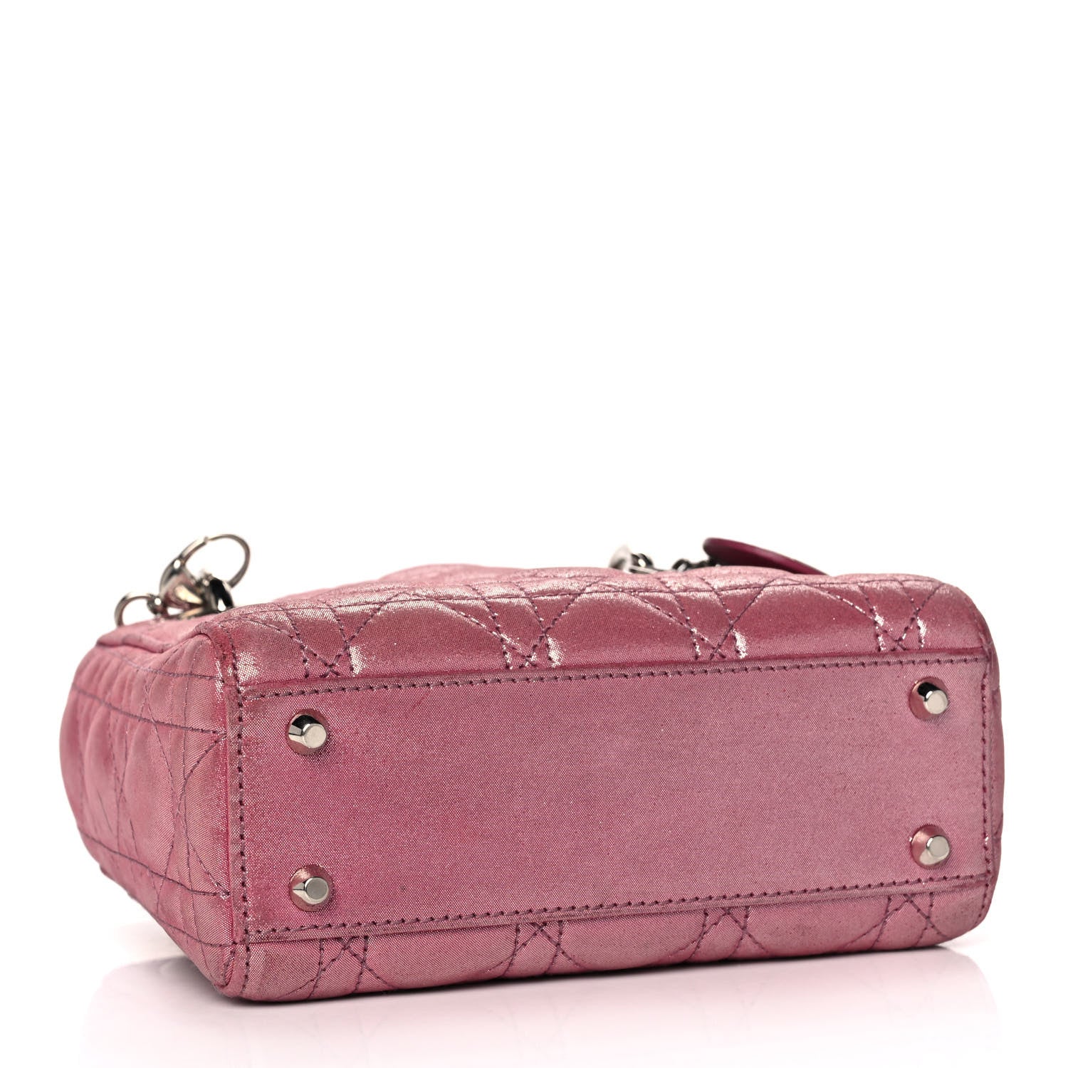 Christian Dior Metallic Lambskin Cannage Mini Lady Dior Rose Cherie 3 of 16