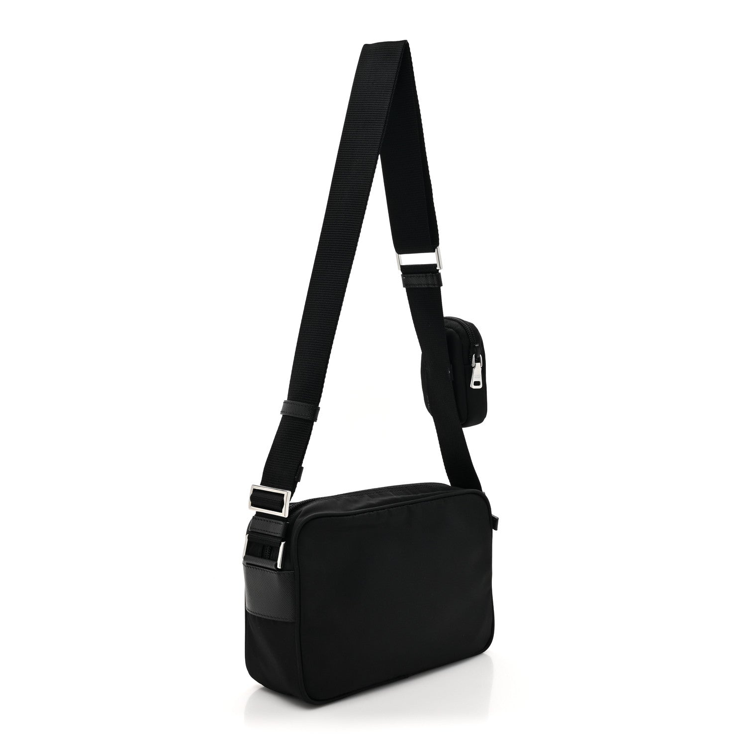 Prada Re-Nylon Vela Saffiano Pocket Double Zip Shoulder Bag Black 3 of 9