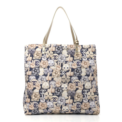 Chanel Nylon Cat Emoticon Tote Navy Gold 3 of 11