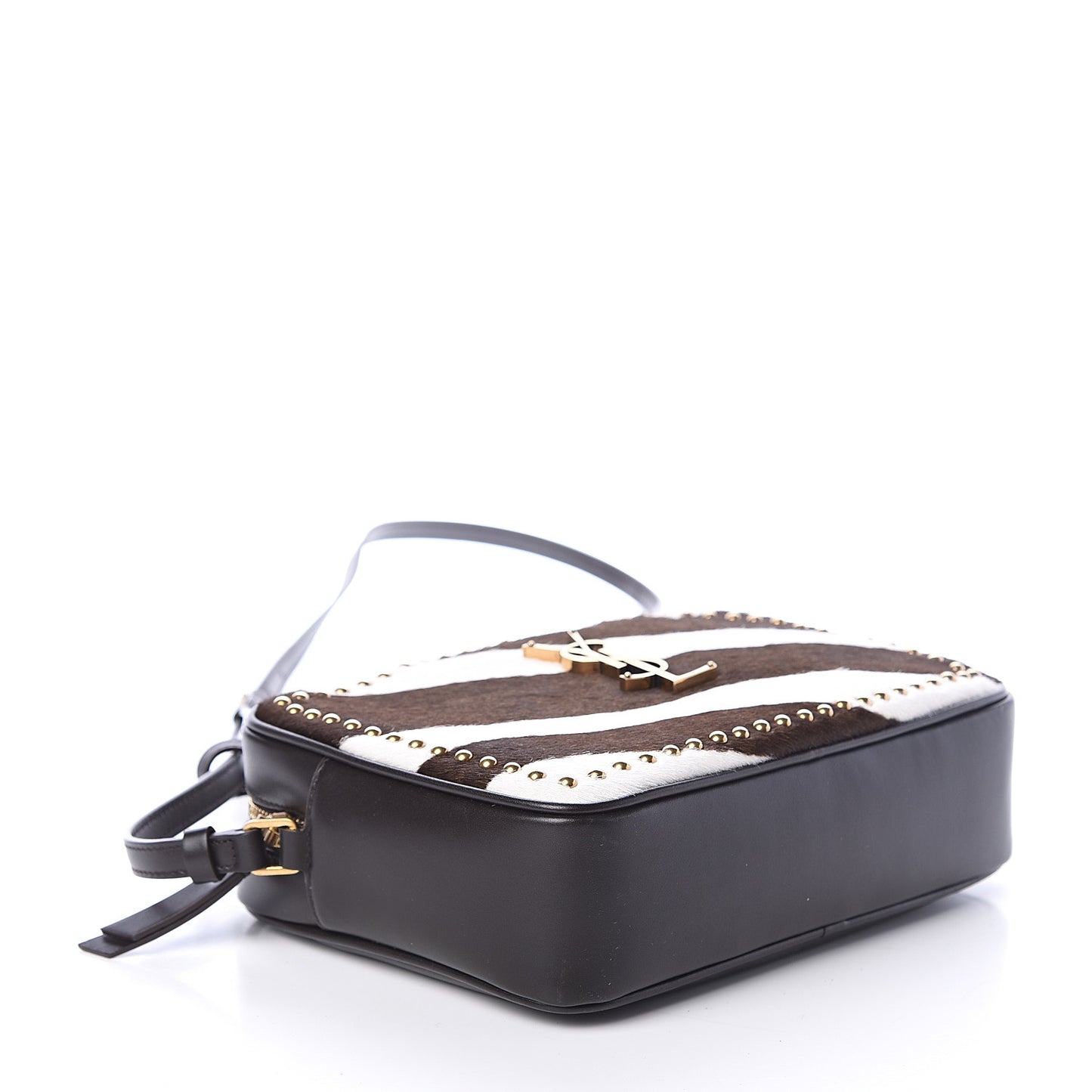 Pony Hair Calfskin Studded Monogram Lou Camera Bag Dusty White Brown