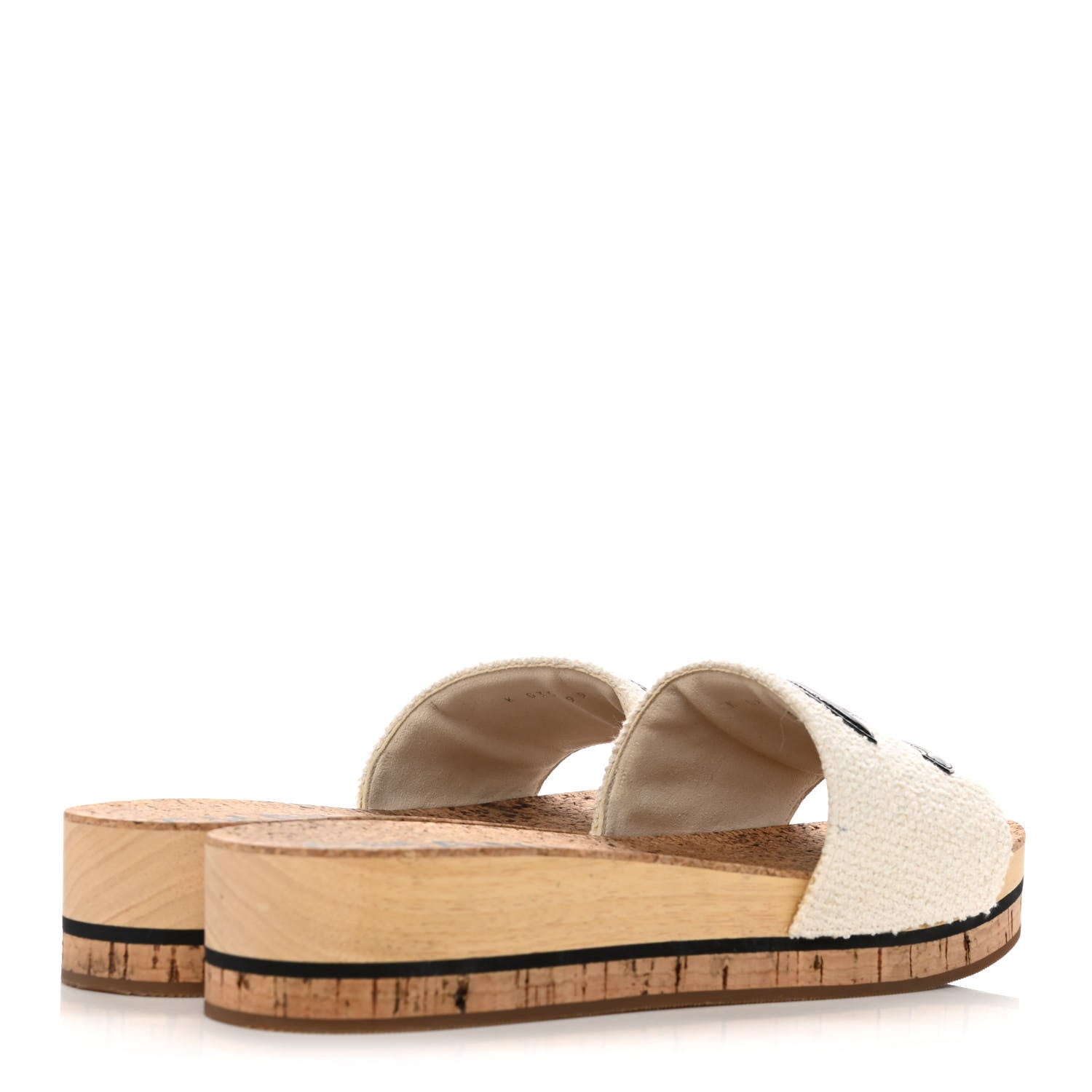 Chanel Tweed Cork CC Mule Sandal 40 White 4 of 10