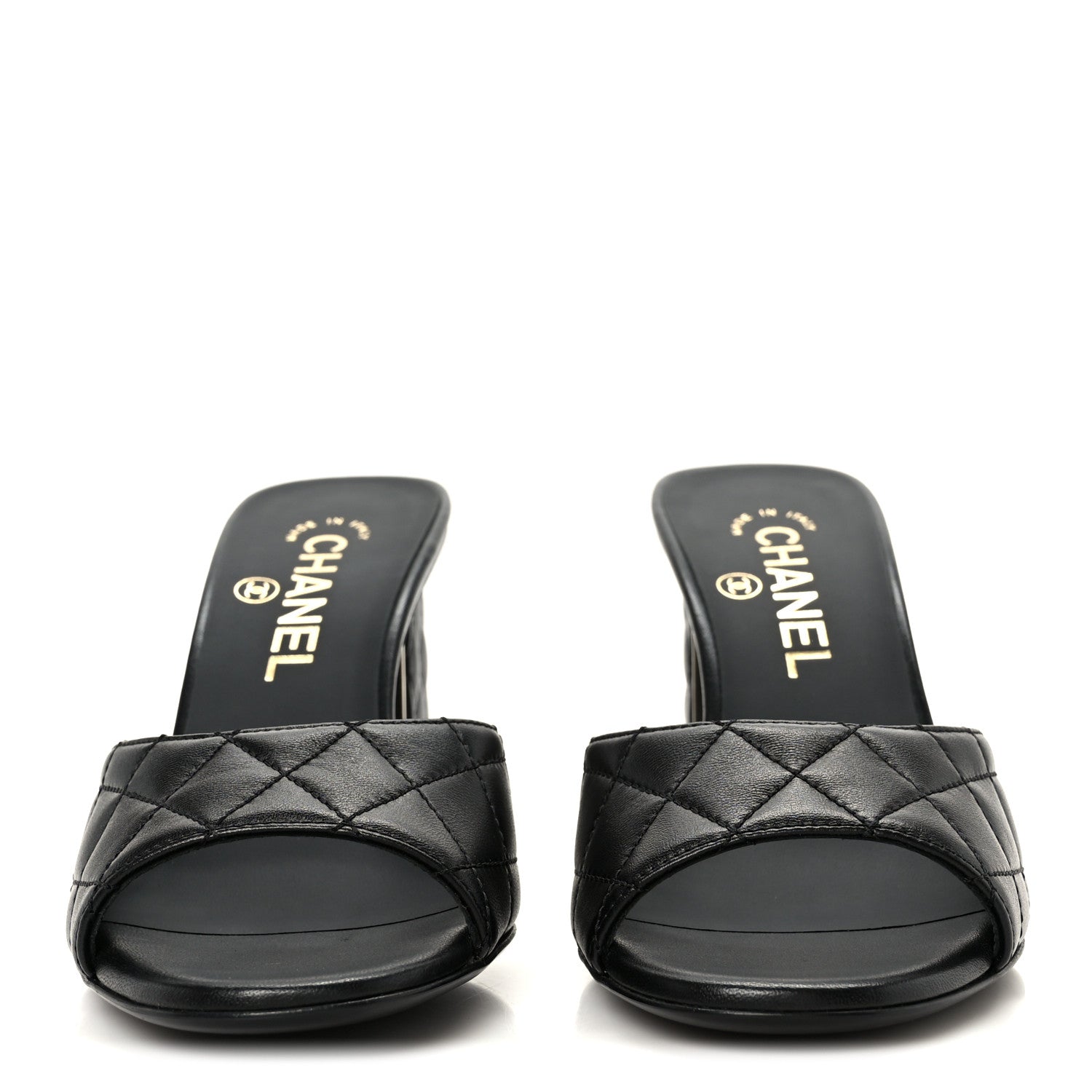 Chanel Lambskin Quilted CC Mules 36.5 Black 3 of 9