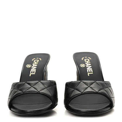 Chanel Lambskin Quilted CC Mules 36.5 Black 3 of 9