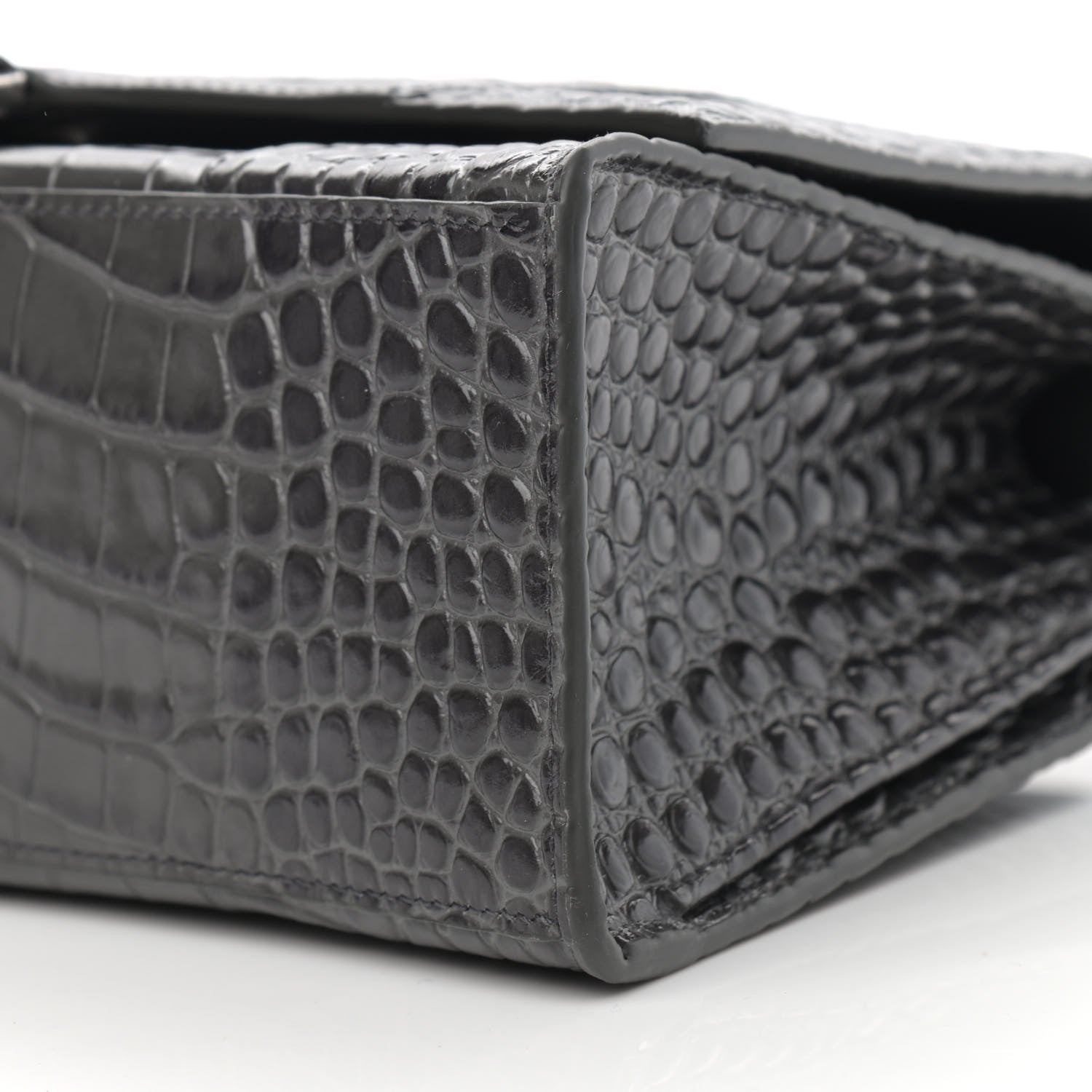 Balenciaga Shiny Calfskin Crocodile Embossed Medium Hourglass Top Handle Bag Dark Grey 11 of 11