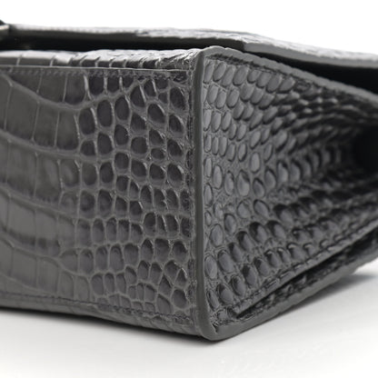 Balenciaga Shiny Calfskin Crocodile Embossed Medium Hourglass Top Handle Bag Dark Grey 11 of 11