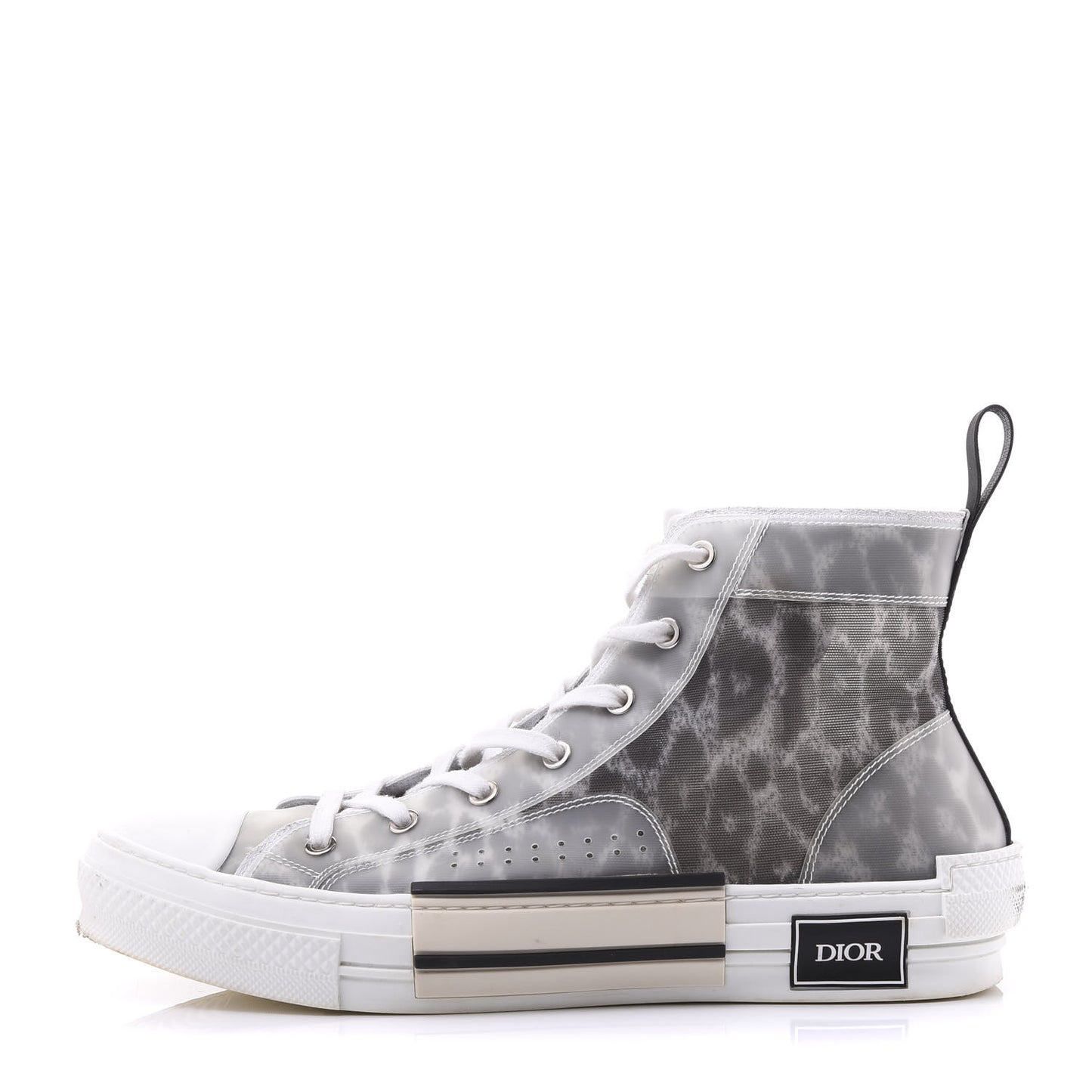 Canvas Leopard Print Mens B23 High Top Sneakers 43 White