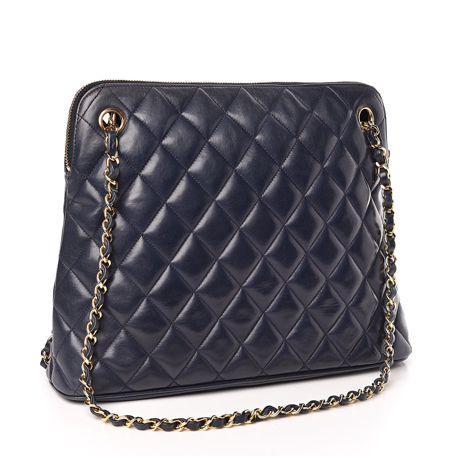 Chanel Lambskin Quilted Shoulder Bag Navy 3 of 12