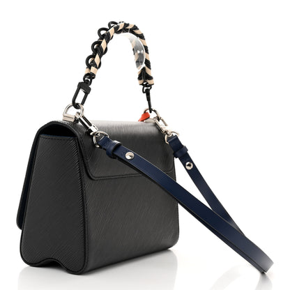 Louis Vuitton Epi Twist Braided Strap Shoulder Bag MM Black Orange Fluo Cobalt 3 of 9