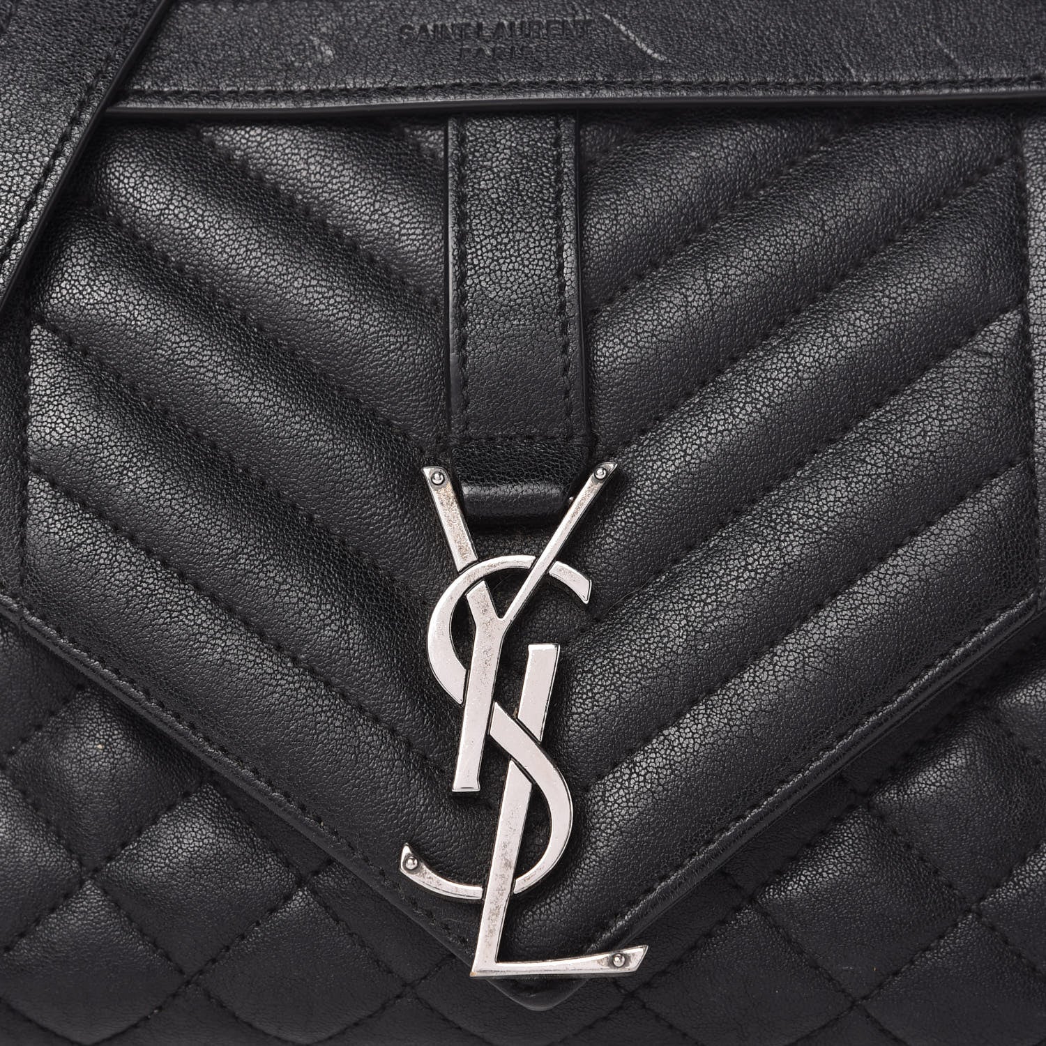 Saint Laurent Sheepskin Tri-Quilt Monogram Medium College Bag Black 10 of 10