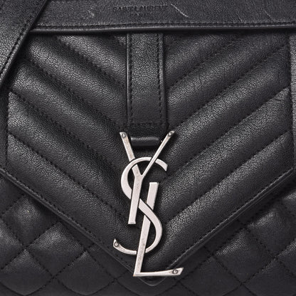 Saint Laurent Sheepskin Tri-Quilt Monogram Medium College Bag Black 10 of 10