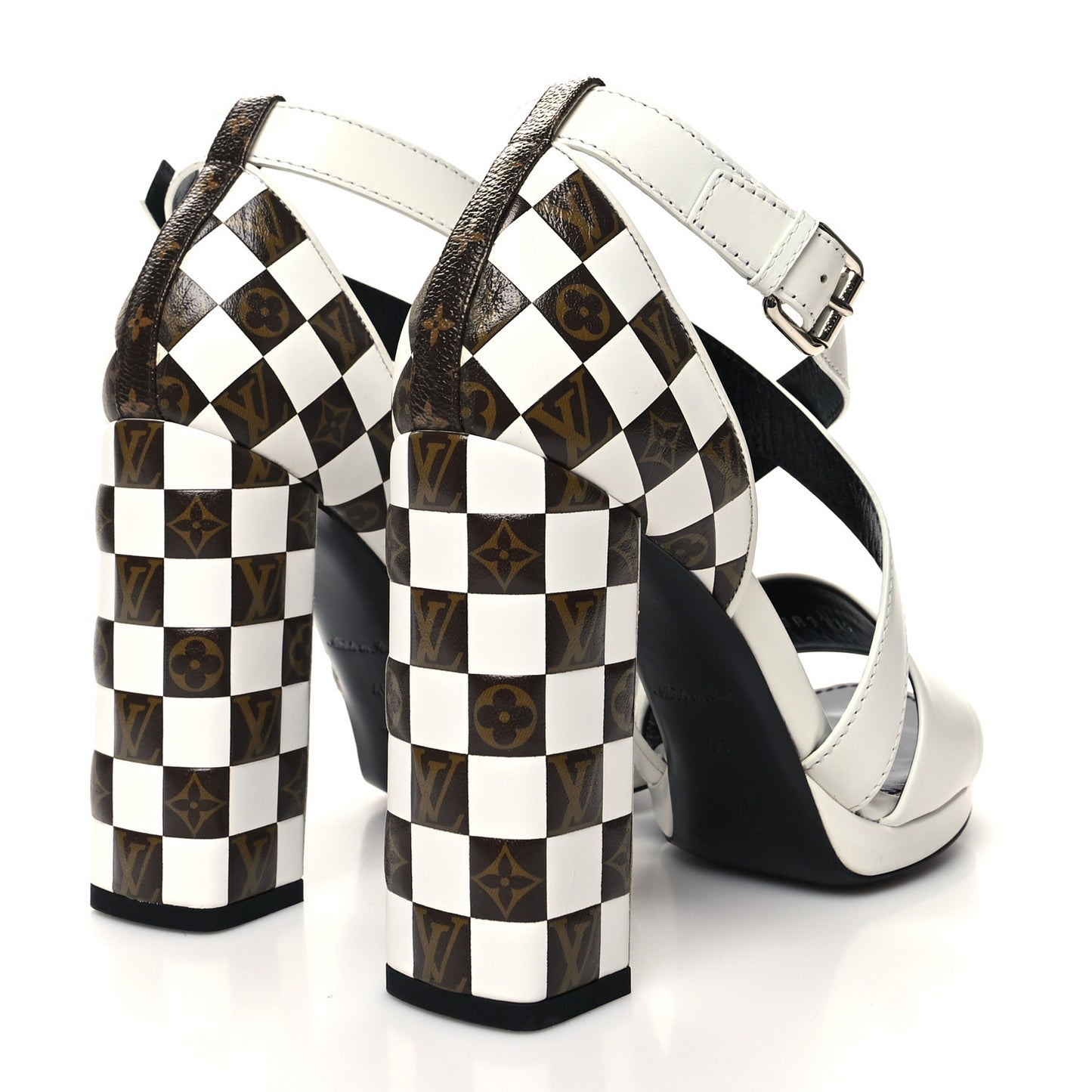 Calfskin Monogram Damier Tressage Matchmake Cross Sandals 40 White